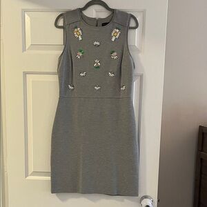 Banana Republic Gray Sleeveless Dress with Floral Embroidery